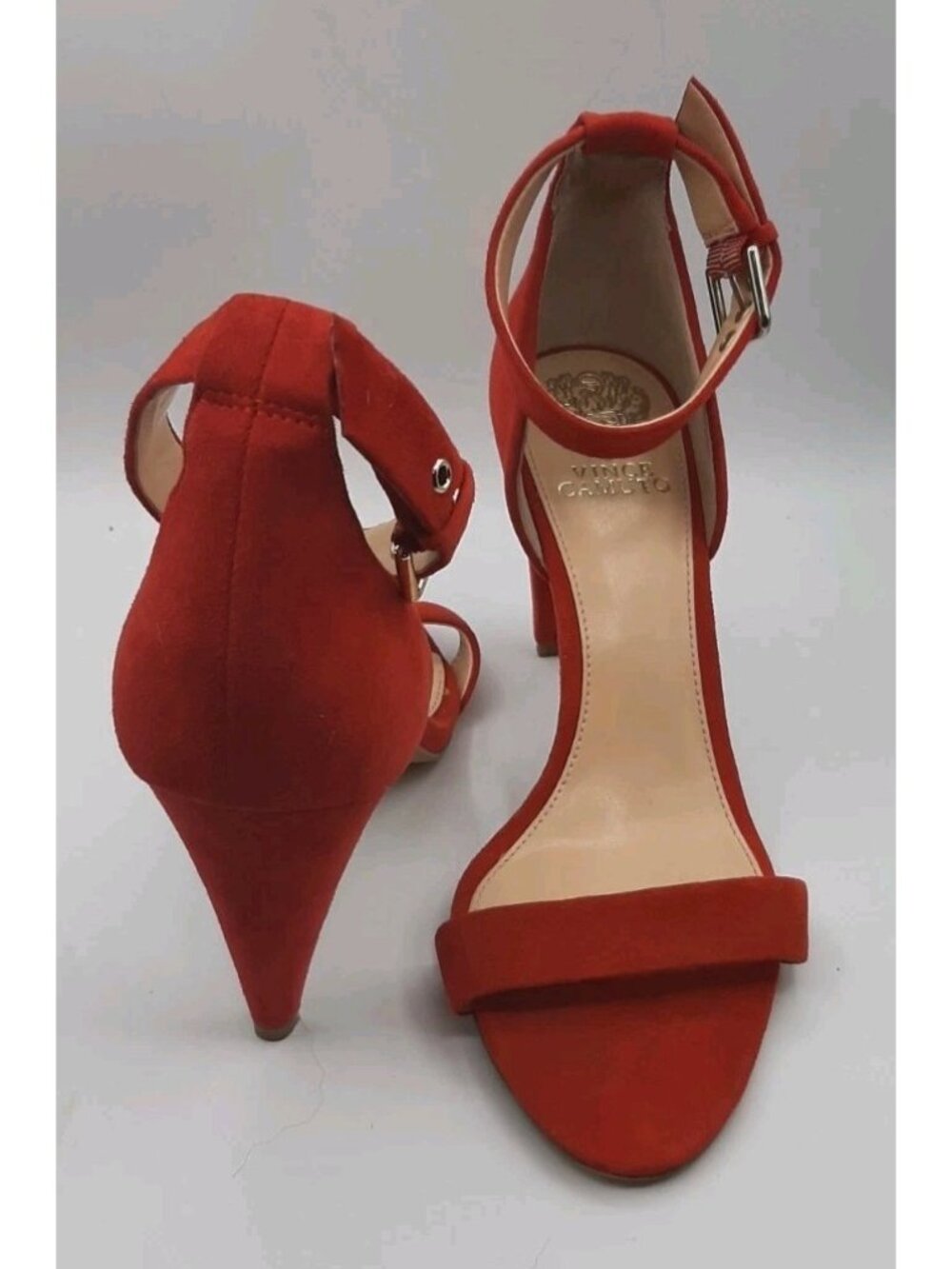 Vince Camuto Women’s High Heels Size 9 1/2 W Red Suede Ankle Strap Sandals